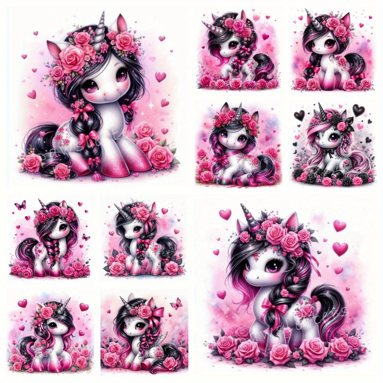 

Diy Diamond Painting Kit - Cute Cartoon Unicorn, Flowers & Butterflies | Square Canvas | Home Decor Craft Gift 15.75x15.75 Inches