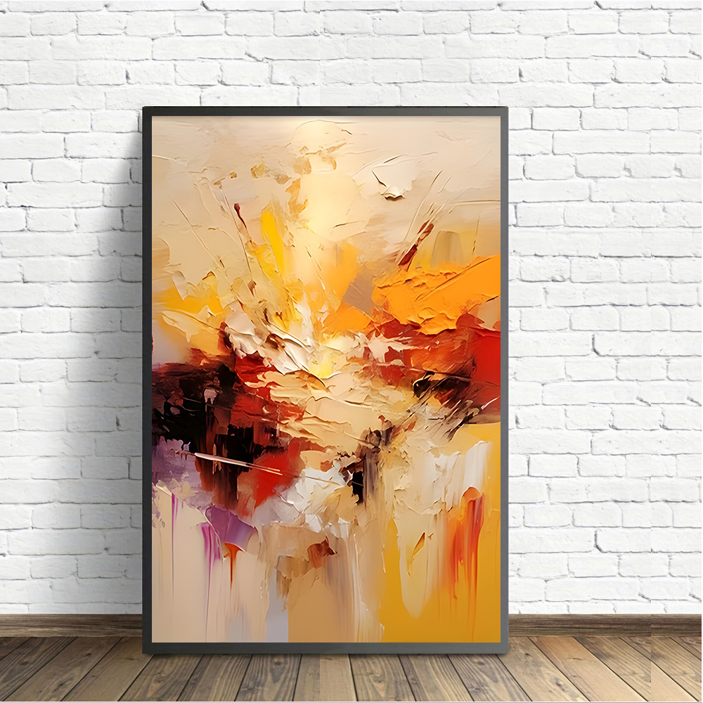 TEMU . Lebendig Oranges Abstraktes Leinwandbild - Rahmenlose Moderne Dekoration mit Warmen für Wohnzimmer, Schlafzimmer, Büro - Minimalistischer Stil