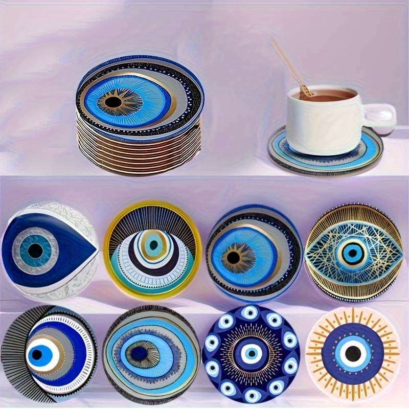TEMU Wooden Coasters Featuring The Evil . Are Heat-resistant And Suitable For Home Use, Accommodating Tea And Coffee Cups. Decorative Wooden Mats Can