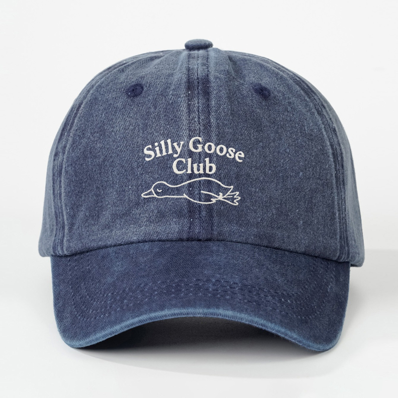 TEMU 1 Embroidered Silly Goose Washed Baseball , Unisex Trucker Hat, Breathable Adjustable Golf , Summer Fashion Curved Brim Hat For Men And Women,
