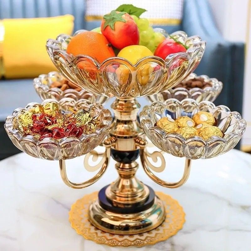 TEMU Transparent Crystal Fruit Storage Tray Plastic Snack Organizer Room Coffee Table Decorative Ornament