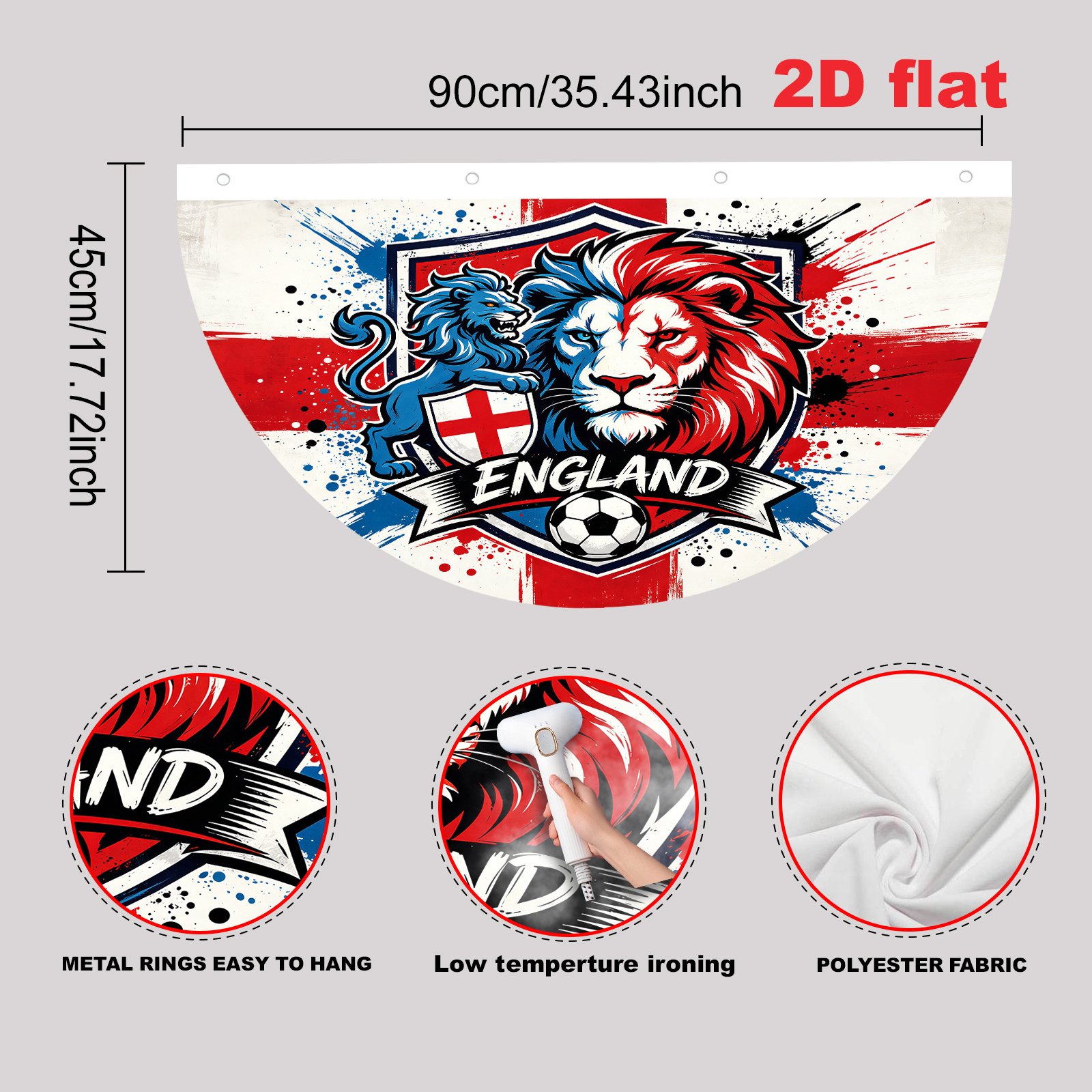 TEMU 2d Flat, 2d Flat Banner, 1pc,, Fan-shaped Decorative Flag With A Double And An Theme, Featuring Graffiti-style Football Print. Suitable For