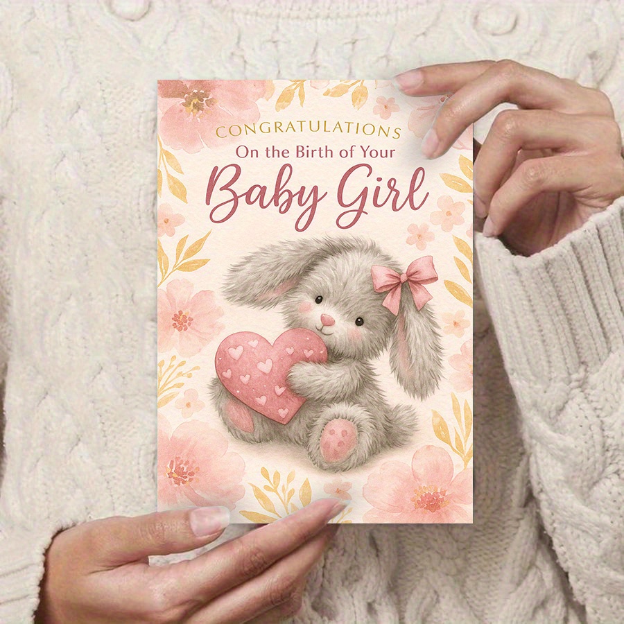 Thank You Congratulations Card for Baby Girl Birth Gift