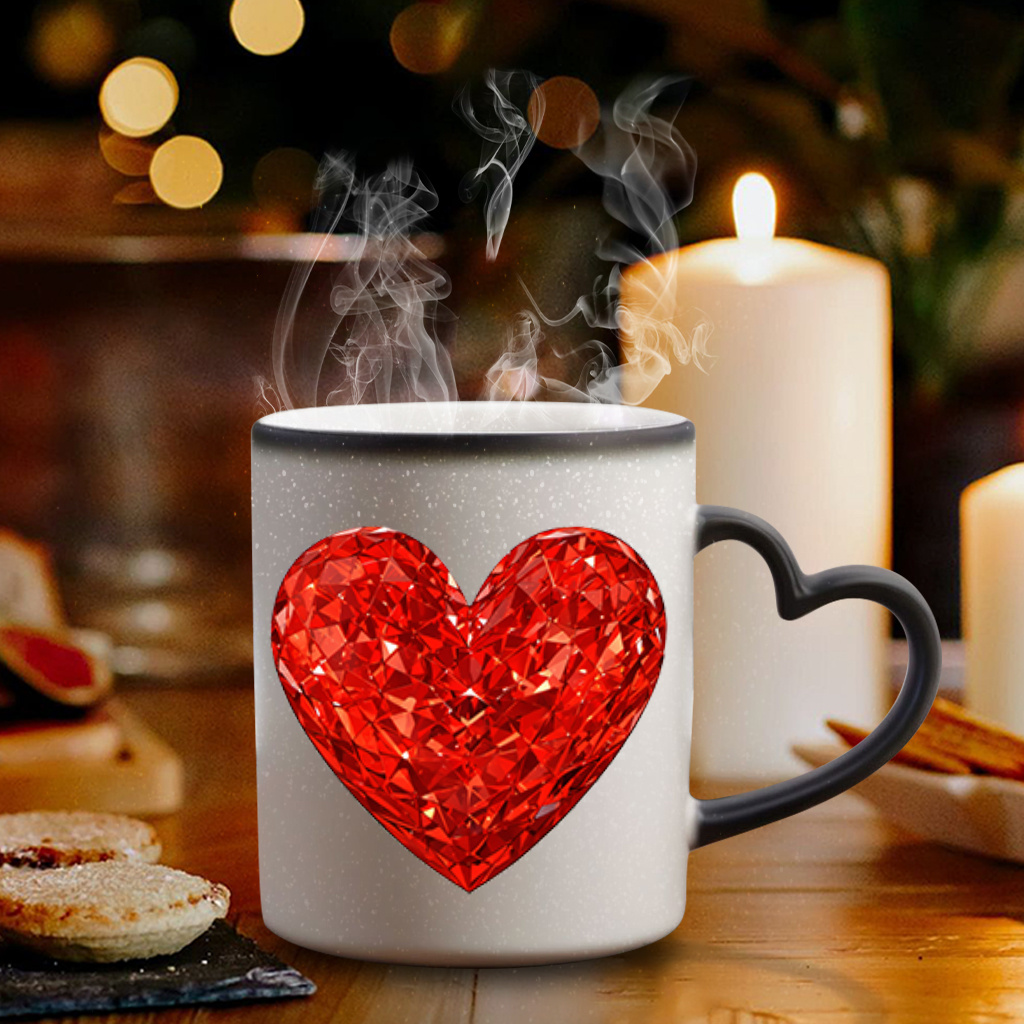 magical color changing coffee mug heart shaped - Temu