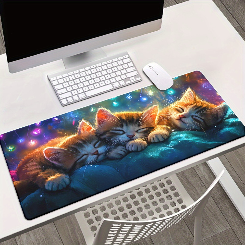 

Tapis de Souris de Jeu au Design Chat Mignon - Grand Tapis de Bureau Antidérapant pour Bureau & PC, Matériau en Caoutchouc , pour les Chatons & les des Chats