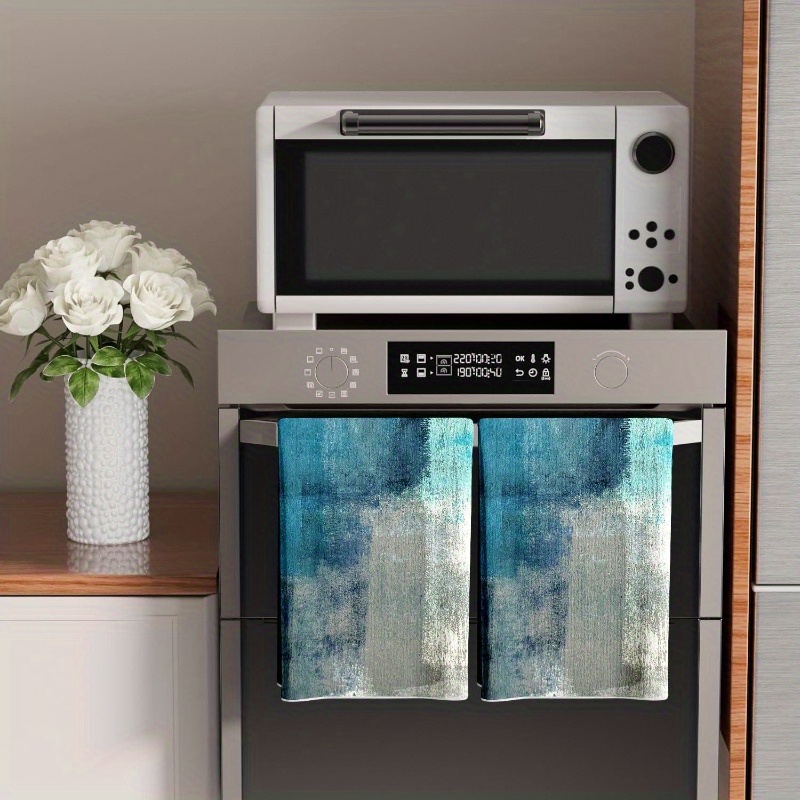 TEMU 2pcs Kitchen Towels Decorative Set - Turquoise Abstract Art Dish Towels, Absorbent Soft Tea Towels Farmhouse Home Decor, Bar Towels & Towels