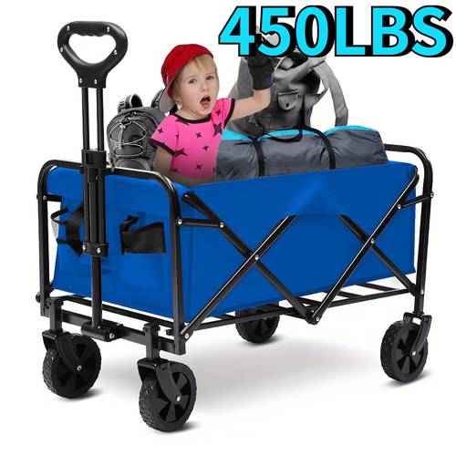 carriage foldable wheeled cart heavy duty utility cart for groceries sports gardening shopping and camping s portable folding cart