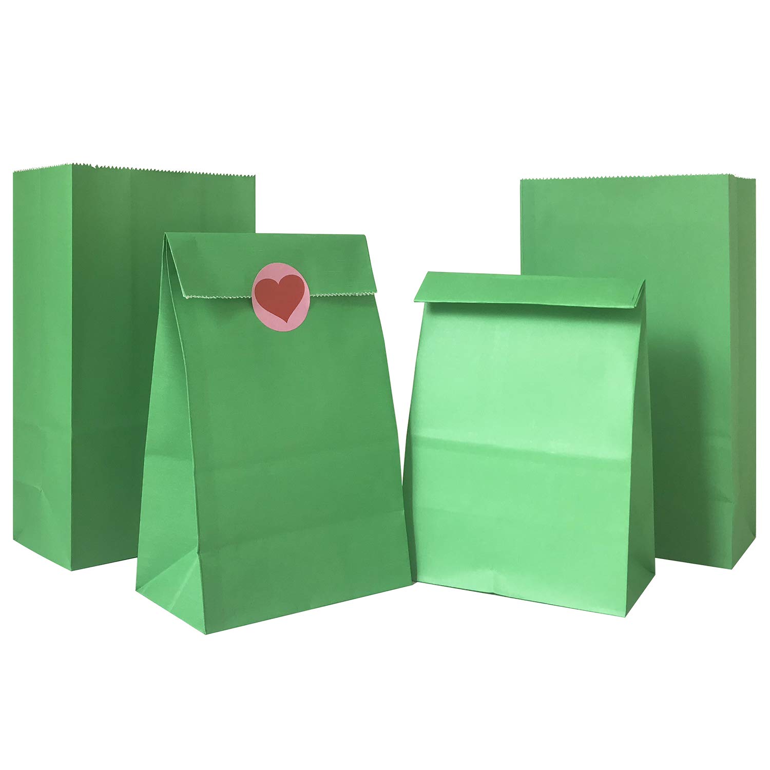 TEMU Gift For Her/him 24pcs Set Of 9.4×5.1×3.1 Inch / 24×13×8cm Colorful Flat Bottom Paper Bags With 24 Heart Stickers, Self-standing Gift Packaging