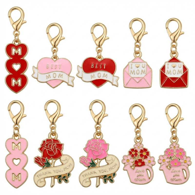 TEMU Gift For Her/him Set Of 10 Mother's Day Gifts - Mom Heart Flower Keychain, For Mom