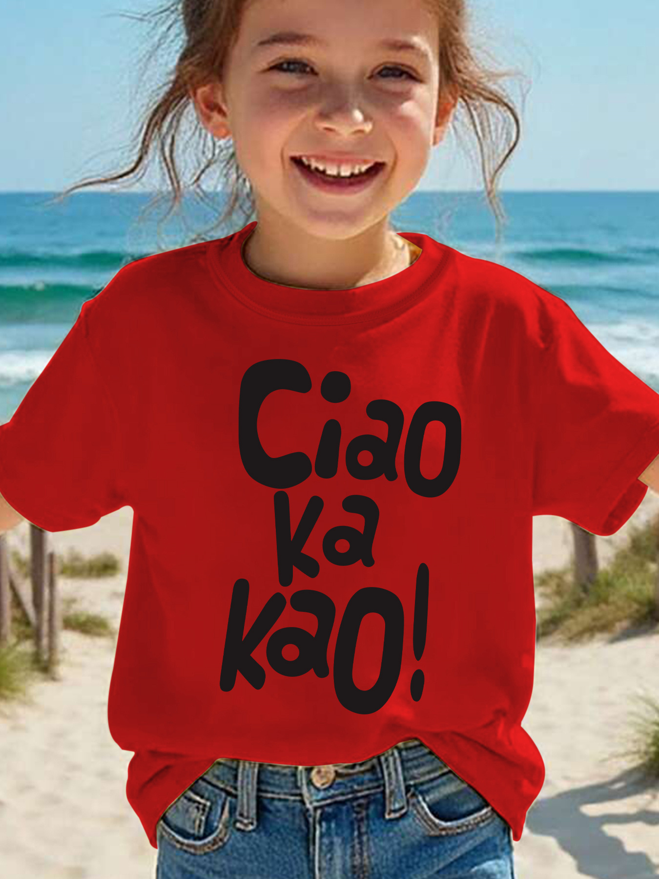 summer fashion girls short sleeve t shirt with   ka   letter cartoon   and versatile top ny dx9323