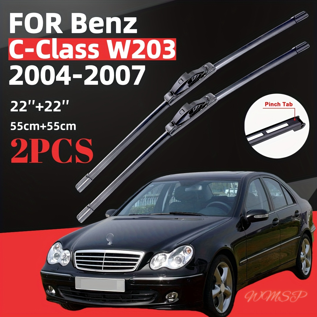 TEMU Limpiaparabrisas de repuesto para Mercedes-Benz C W203 2004-2007, kit de limpiaparabrisas delanteros prémium para todo de 22"+22" (2 piezas)