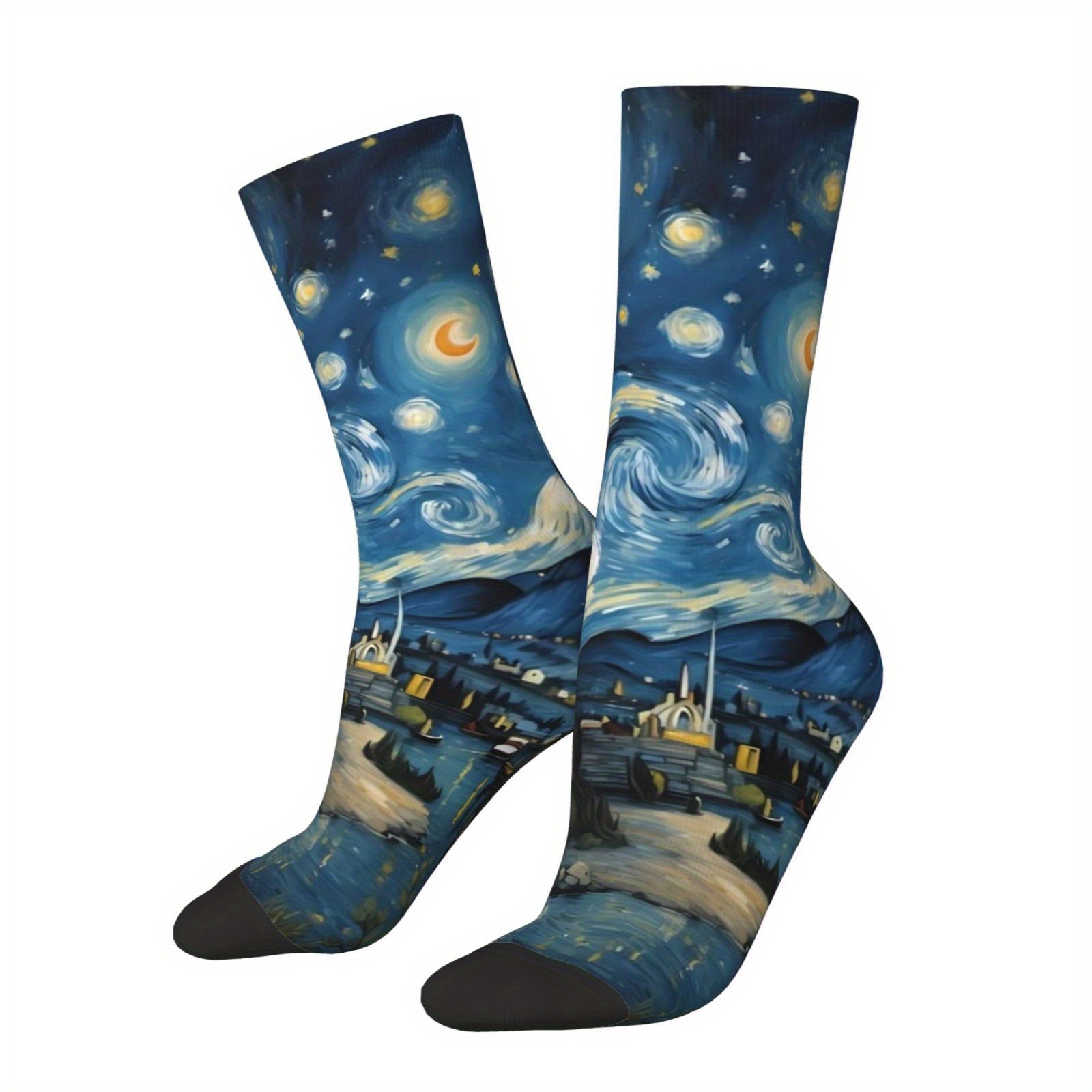1 Pair Socks, Fashion Pattern, Polyester & Spandex Blend Soft And Comfortable Leisure Socks