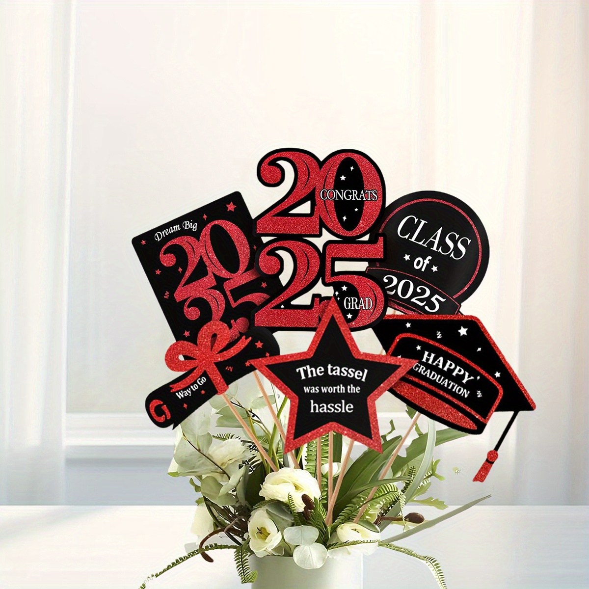 25 Glitzer-Cupcake-Topper Abschluss 2025 – Mit Hut & Schrift, Essbar, Für Uni, College & Schule