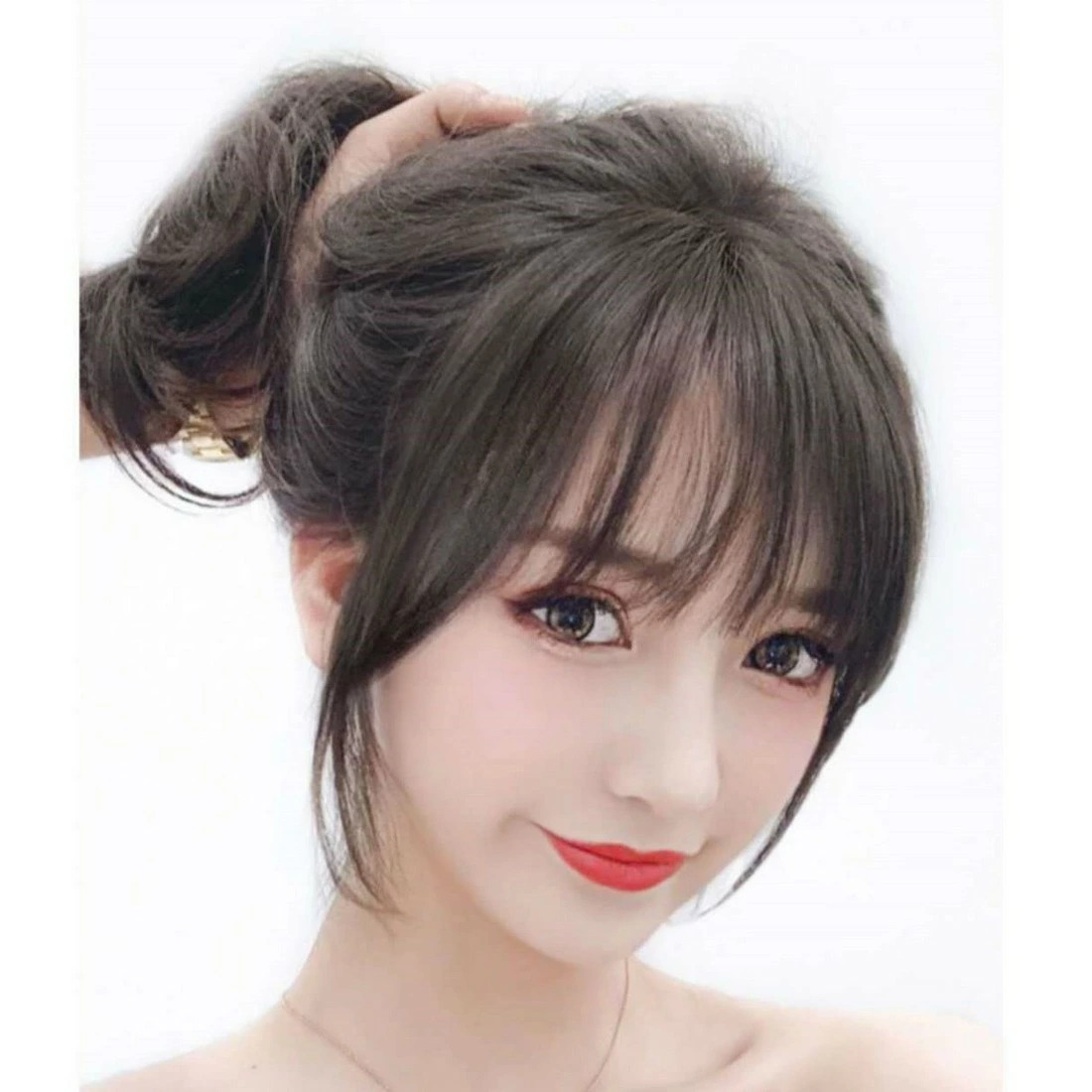 TEMU ルウィッグ ヘアピース 部分ウィッグ ヘア 白髪隠し ポイントウィッグ 女性用 ル 手植えヘアピース 薄毛隠し 分け目ウィッグ 毎日の通勤用 ダークブラウン