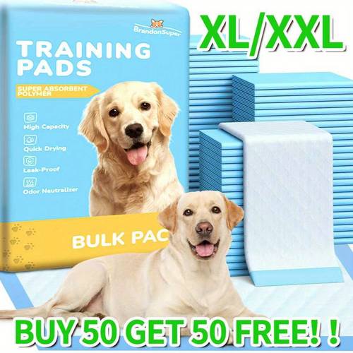 buy 50 get 50 free thickened high quality super absorbent dog pad xl xxl suitable for medium and large dogs easy to a must have for camping dogs adult pads