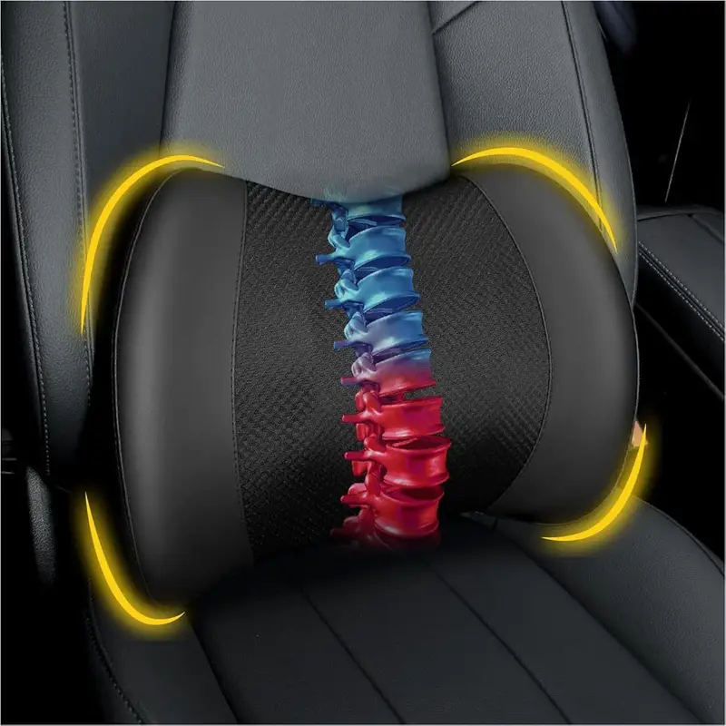 ergonomic lumbar support pillow for lower back - posture- cushion with, car, office chair, wheelchair - lower back relief, driving, home & travel - machine washable - black, backrest pillow, contoured design, durable construction, long sitting , supportive shape, padding, drivers Product details 0