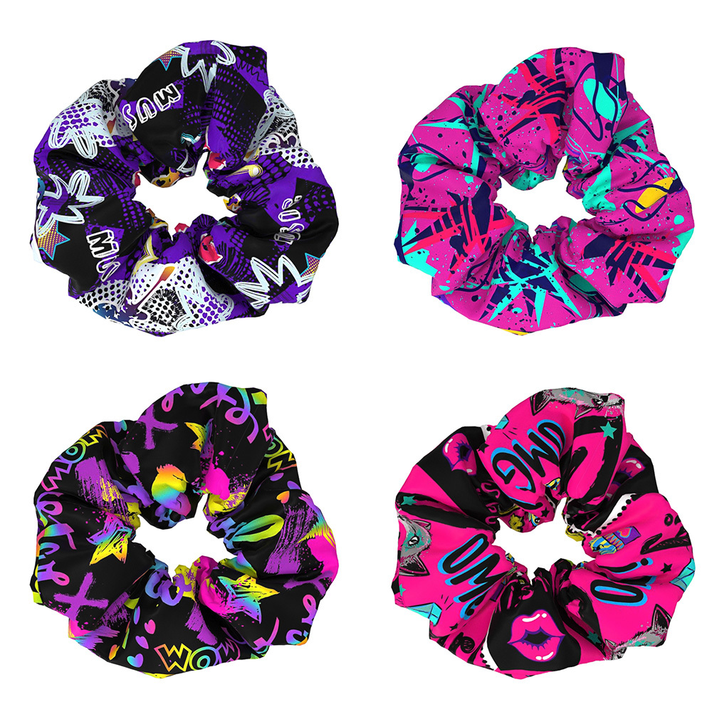 TEMU Lot de 4 Scrunchies en Tissu pour Femme, Élastiques à Cheveux Épais, Accessoires pour Cheveux, Cadeau pour Fêtes, Événements Festifs, avec