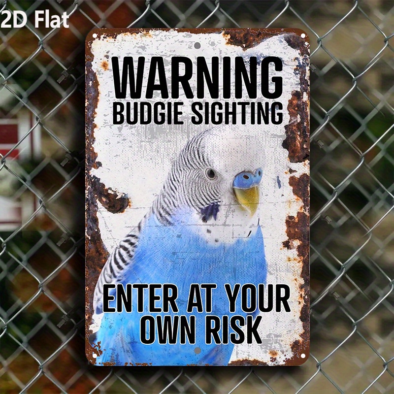 TEMU 2d Flat - 1pc Vintage Bird Warning Sign | Heavy-duty Metal Construction, 8x12 Inch - Australian Roosteratoo/parrot - Indoor/outdoor Pet Safety