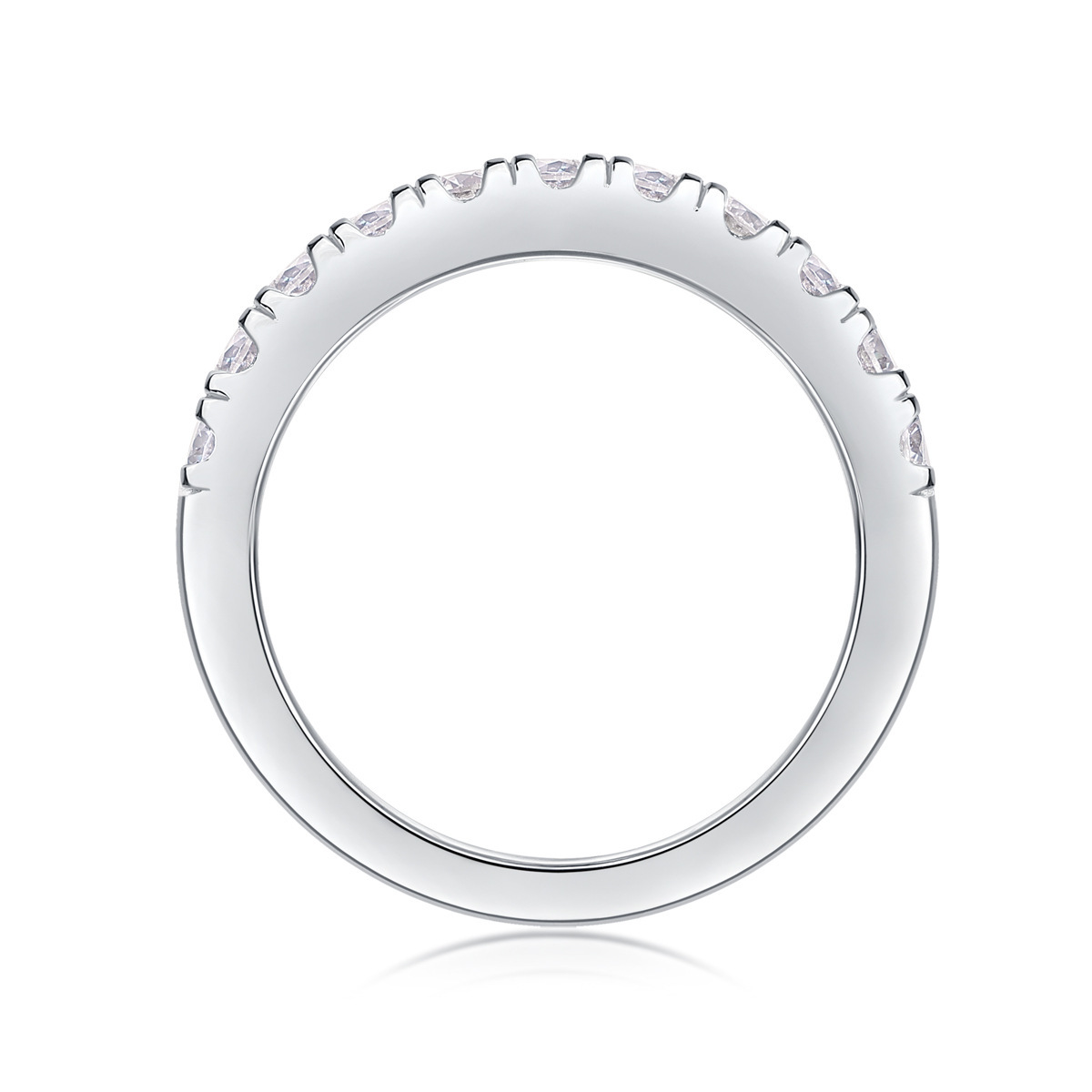 S925 Silver Parallel Ring with Moissanite