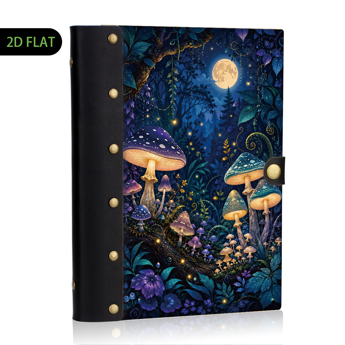 TEMU 1pc Magical Purple Wood Leather Binder Notebook, Refillable Loose Leaf, 2d Flat Hard Shell Metal Rivets, Premium Eye-friendly , For Writers