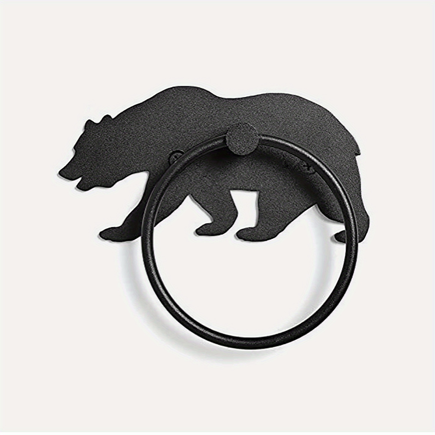 TEMU Black Bear Silhouette Metal Wall Art Towel Hanger – Rustic Forest-themed Home Decor For Bathroom, Kitchen, Or Living Room, Adds , Perfect Gift Idea, Decor