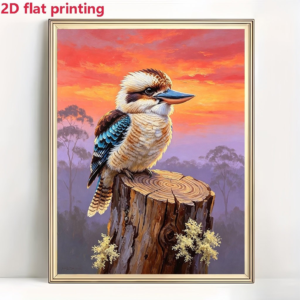 TEMU Vibrant Perched On Weathered Tree Stump 5d Diamond Painting Kit, 30x40/11.8 X 15.7inch Realistic Sunset Eucalyptus Scenery Art Craft, Home Wall