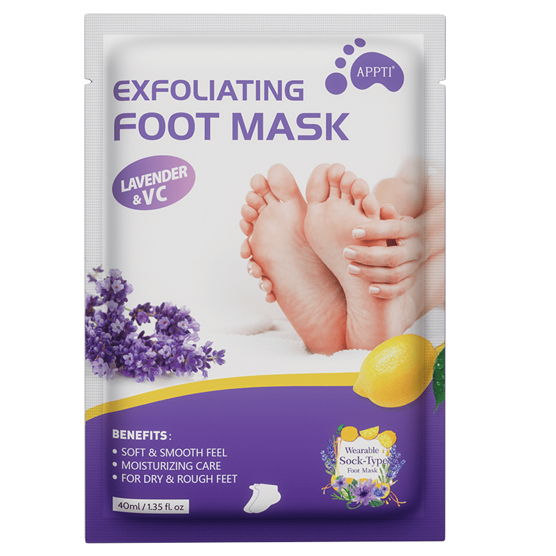 Image of Lavender And Aloe Vera Exfoliating Foot Mask, Moisturizing And Nourishing For Rough And Dry Feet With Lactic Acid, Urea, And Acid