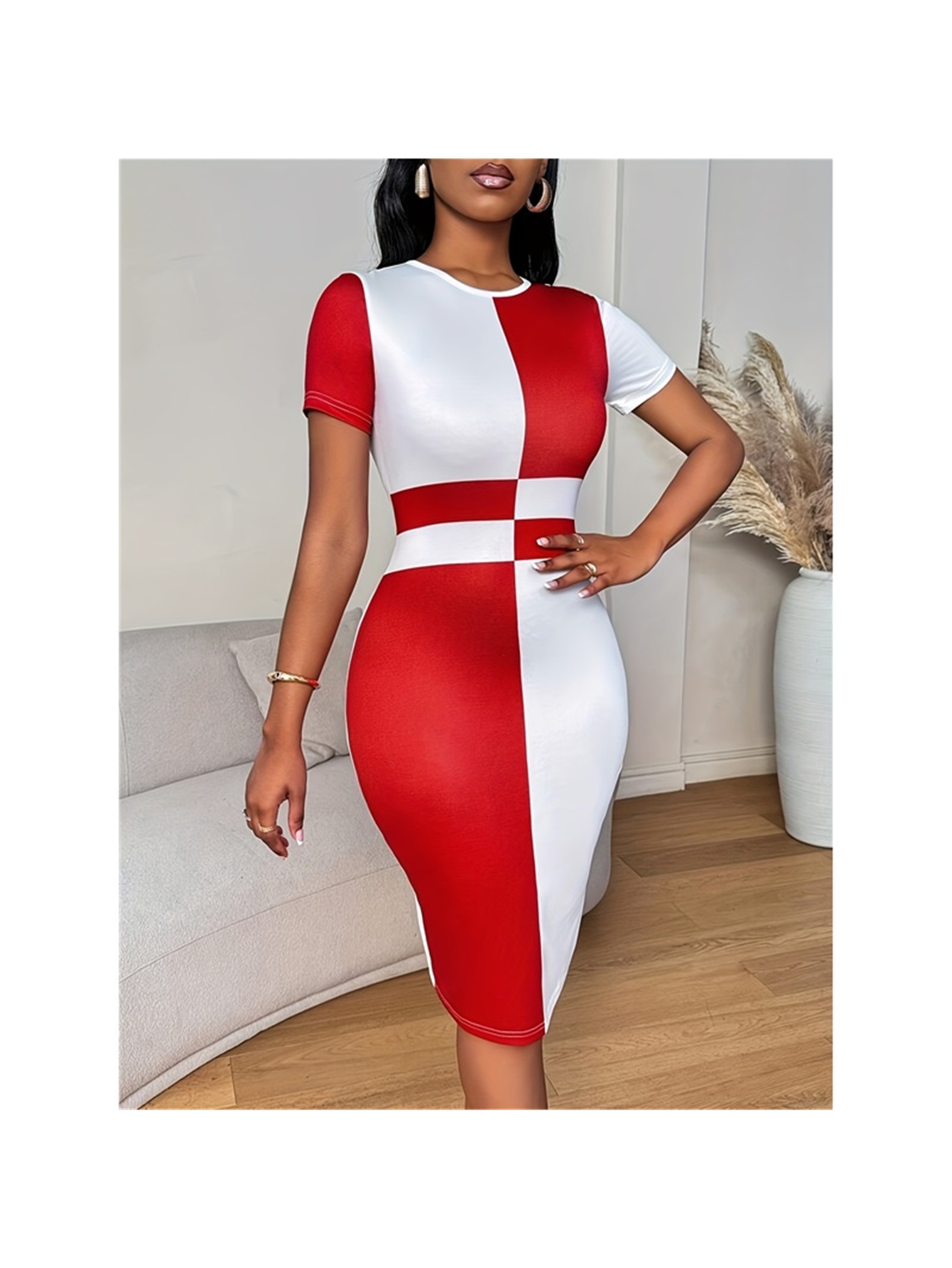 red and white dress sold on Temu United States