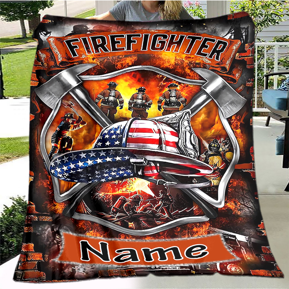 

1pc Customizable Polyester Blanket - Personalized , And For , , Bed, Camping, - All