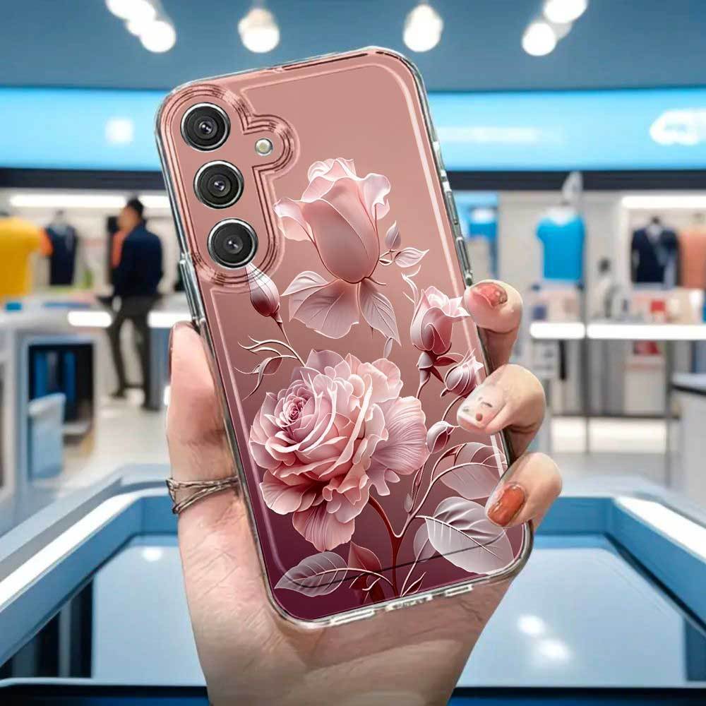 Image of Phone Case: Elegant Pink Rose Phone Case For A52, A73, S24, S25, S26ultra, A55, A54, S23+, S22 Plus, A72, S26, Scratch-resistant Perfect Gift, Vintage Aesthetic Back Cover
