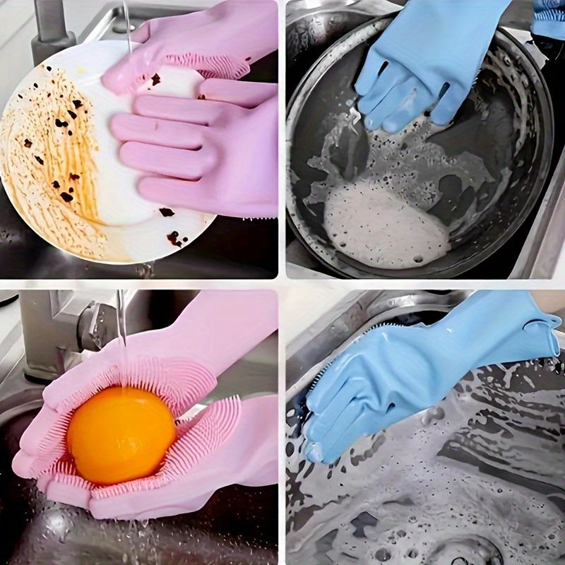 multi functional dishwashing gloves reusable suitable for kitchen bathroom and patio durable hygienic non slip design with cleaning bristles   pink plush lined dishwashing gloves are essential for   dishwashing Product details 3
