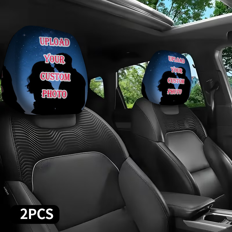 TEMU 2pcs Starry Sky Silhouette Couple Car Headrest Covers Personalized Custom Comfortable Soft Breathable For Trips