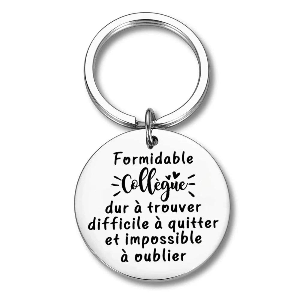 TEMU Porte-clés 1 pièce en acier inoxydable "Collègue Formidable : Difficile à , difficile à quitter et à " gravé en français, cadeau pour collègue,