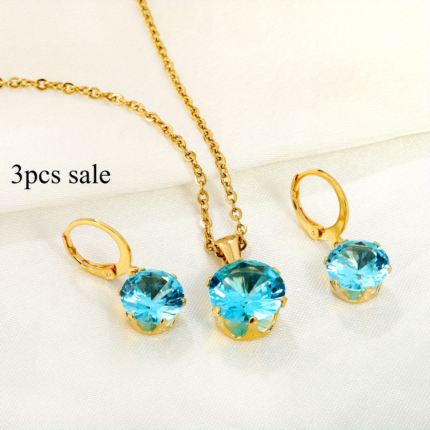 3pcs Women's French Synth. Steel Earrings & Collarbone Chain Set
