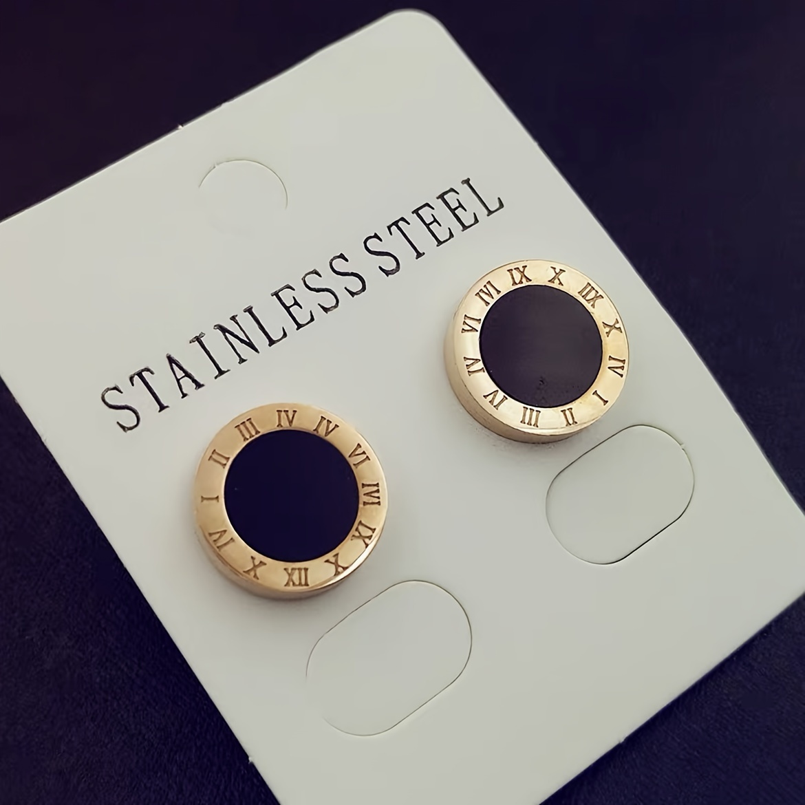 TEMU 1 Par de Aretes Vintage Elegantes de Acero Inoxidable Electroplateado con Números y Acrílico , Hipoaalergénicos, Ideales para Uso Diario y