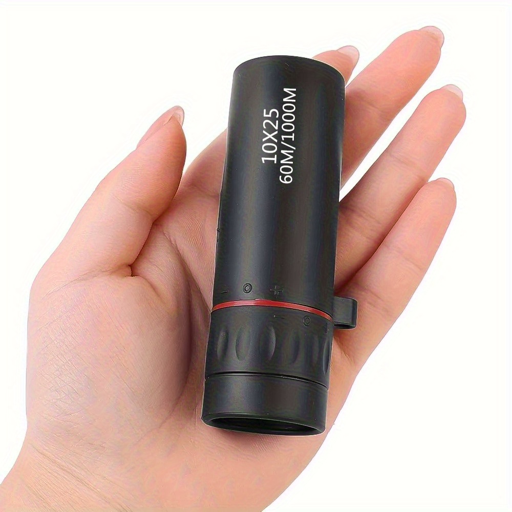 Telescopio Monocular Compacto de Alta Potencia - 10X25 Aumento y Lente Objetivo, Telescopio Ligero de Bolsillo con Agarre Antideslizante para Observación de Aves, Caza, Astronomía, Deportes, Viajes - Construcción Duradera en Goma (), Óptica Portátil, Diseño Texturizado
