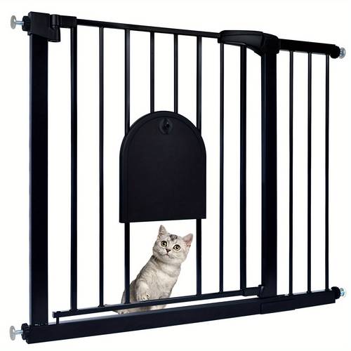 safety gate 75 85cm 85 95cm 95 105cm 105 115cm grille gate guard no drilling required with gate for dogs and cats reversible swivel rail automatic pet grille gate black