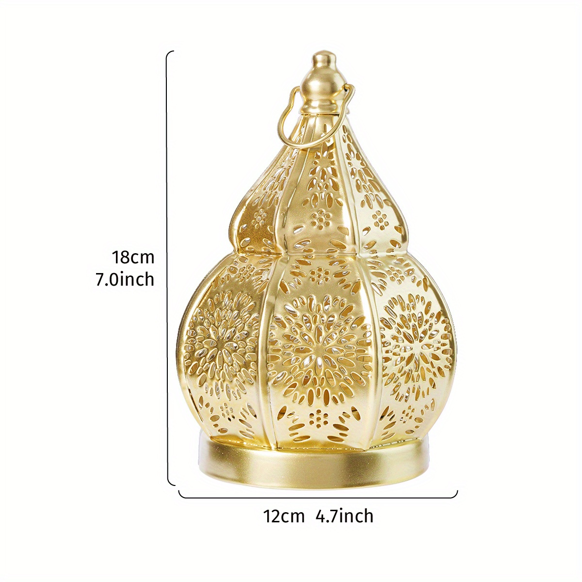 TEMU 1pc, European- Wrought Iron Openwork Gourd-shaped Decorative Candlestick Light Fixture, Moroccan Decorative Wrought Iron Candlestick, Metal