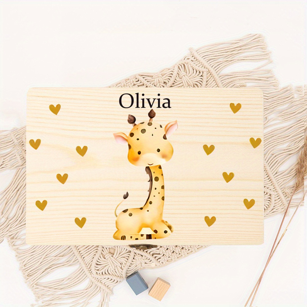 Personalized Baby Wooden Covered Storage Box for Newborns