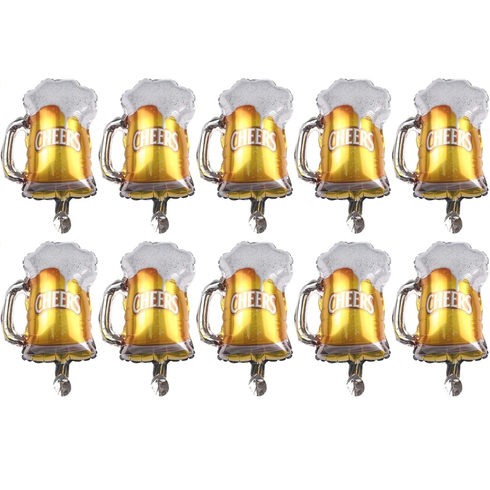 Image of 10pcs Small Beer Mug Balloon Cheers Foil Balloon Oktoberfest Theme Party Decoration Balloon Birthday Party Decoration Balloon Bachelor Party Decorations For Christmas, Halloween