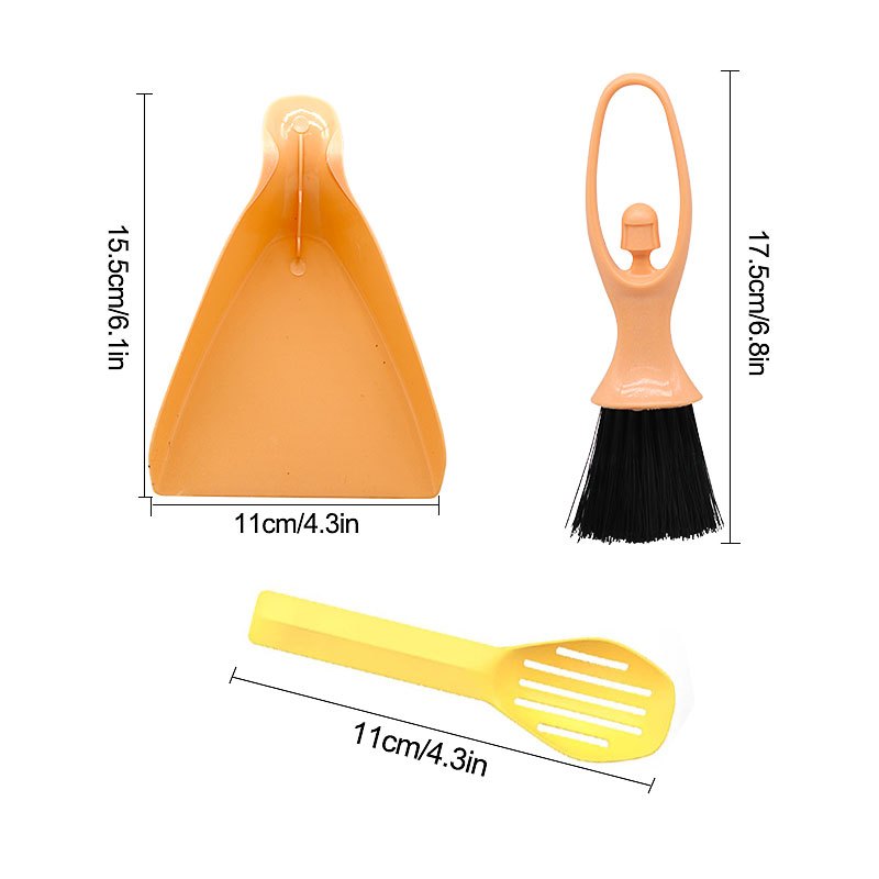 3pcs Set/Mini Broom&Dustpan/Hamster Litter Scoop/Cleaning Brush/Waste Removal Tools/Ideal for Cleaning Cages of Hamsters, Rabbits, Reptiles, and Other Small Pets