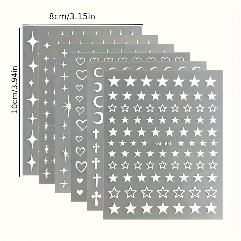 6pcs Luminous 3d Nail Sticker-star, Heart And Moon Pattern, Low Sensitivity Self-adhesive With , Suitable For Women Diy Nail Art, Japanese And Korean Style