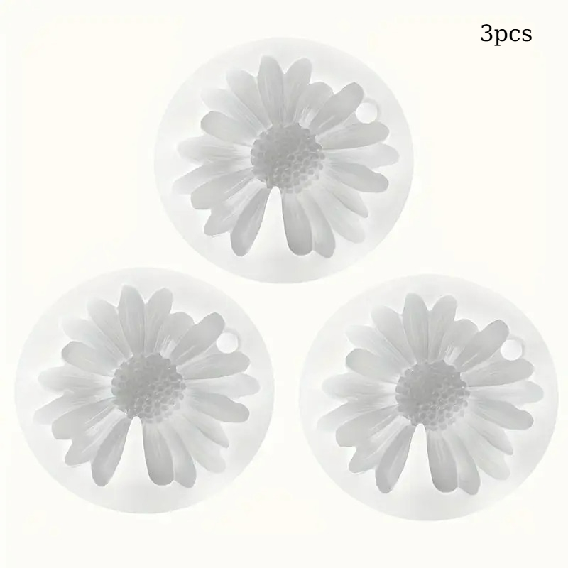 TEMU 3pcs Daisy Silicone Candle Mould Set | Suitable For 3d Resin, Soap, Candle, Plaster, And Moulds - Handmade Floral Scented Holiday Gifts,