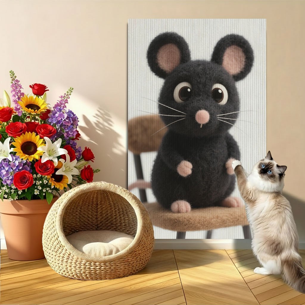 TEMU Tapis à gratter pour chat d'intérieur avec support auto-adhésif, tapis anti-griffes pour chat pour protection de mur, canapé et meubles, planche