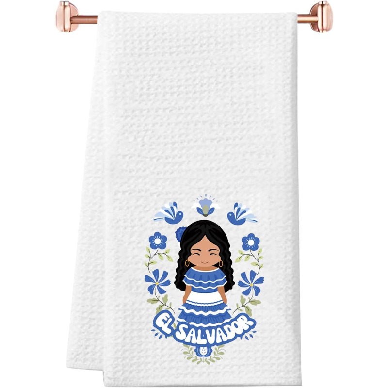 TEMU 1pc 18×26 POUCES de Cuisine du Salvador avec Motif Floral, Cadeau pour les Fans des Fleurs Salvadoriennes
