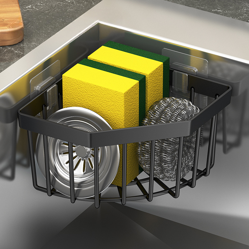 TEMU Kitchen Sink Storage Rack, -mounted Triangular Draining Basket, Organizer For Sponges And Steel Wool Dishcloth And Sponge Draining Rack