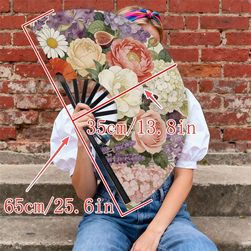 TEMU 남성용 휴대용 손 선풍기, 매력적인 플로럴 및 나비 디자인의 기발한 수채화 스타일로 제작되었으며, 일상적인 사용 및 스타일리시한 액세서리로 완벽하며 배터리 없이 사용 가능