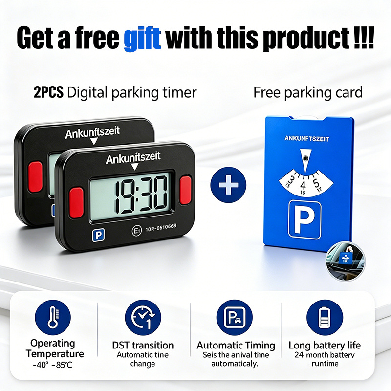 Image of 3pcs Mini Timer & Auto-induction Digital License Plate Reader, Portable Black Car Gadget, Accessories & Gift
