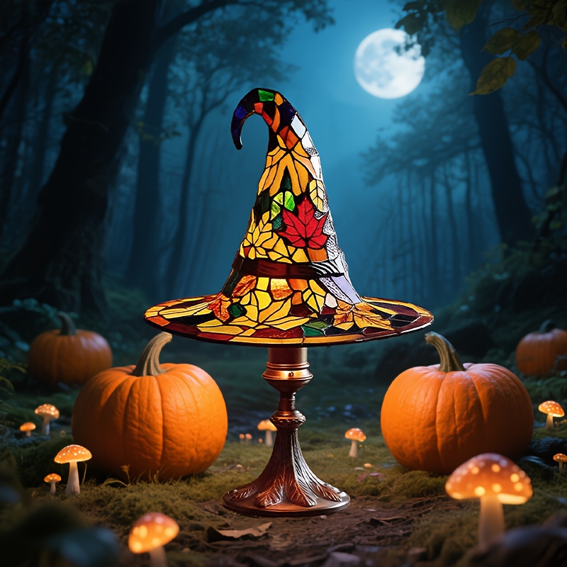 TEMU Halloween Witch Hat Night Light, Hand-painted Vintage Style Decorative Lamp, Vintage Light, Bedroom Living Room Tabletop Ornament, Holiday Party