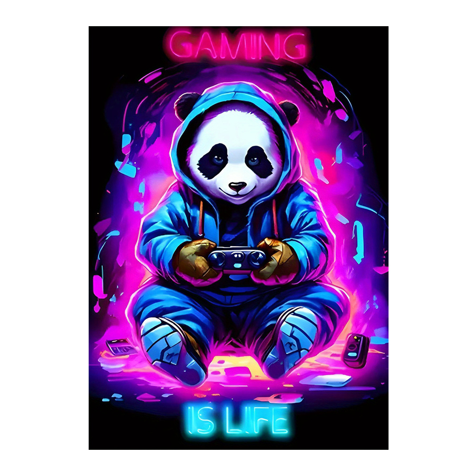 

Gaming Canvas Art - 12x18" Waterproof & Fade-resistant, Game Room, Dorm, Living Room Decor | Black Light Reactive Tapestry, Room Decor